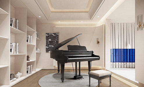 Modern Piano Room 3d model