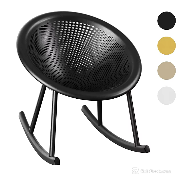 Modern Black Rocking Leisure Chair With Perforated Mesh Seat And Multiple Color Options 3d model 