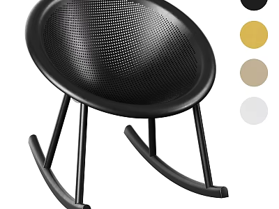 Modern Black Rocking Leisure Chair With Perforated Mesh Seat And Multiple Color Options 3d model