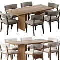Modern Wooden Dining Table Set With Comfortable Upholstered Chairs For Home 3d model