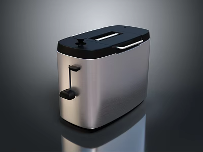 Sleek Modern Stainless Steel Toaster With Black Top Handle For Household Kitchen 3d model