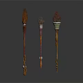 Unique Decorative Wands With Wooden Handles And Intricate Metal Accents