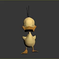Cute Yellow Cartoon Duck Character with Orange Beak and Feet 3D Rendering
