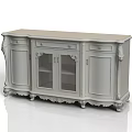 Elegant Classic Console Sideboard Cabinet With Glass Doors Drawers And Carved Ornate Legs