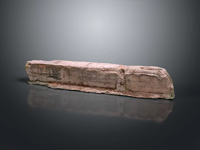Wooden Stone Long Slab With Natural Textured Surface Displayed On Reflective Base 3d model