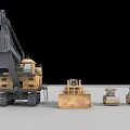 Construction Functional Vehicles with Different Sizes Excavator Bulldozer and Roller 3d model
