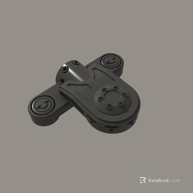 Black Mechanical Component With Circular Wheels And Compact Connection Support Structure 3d model 