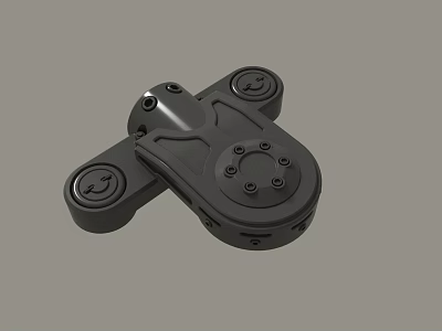 Black Mechanical Component With Circular Wheels And Compact Connection Support Structure 3d model