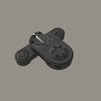 Black Mechanical Component With Circular Wheels And Compact Connection Support Structure 3d model