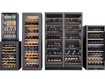 Modern Wine Coolers With Various Designs And Organized Wine Bottle Storage 3d model