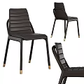 Modern Black Leather Chair With Metal Legs And Gold Accents Design