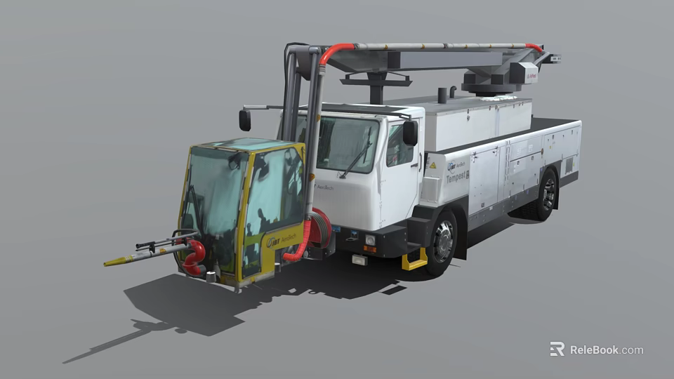White Terex Utility Truck With Mechanical Arm And Service Equipment 3d model