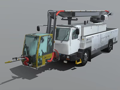 White Terex Utility Truck With Mechanical Arm And Service Equipment 3d model