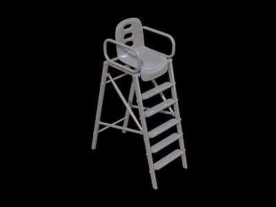 White Lifeguard Chair With Ladder Steps And Armrests Design 3d model