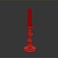 Ornate Copper Candlestick With White Taper Candle And Carved Base