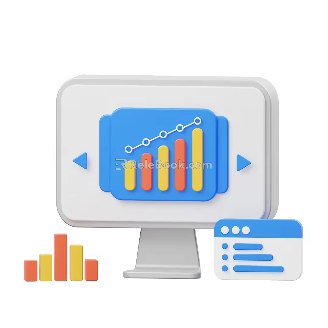Modern Data Sheet Computer Display Cartoon Display 3d model
