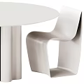 Modern Minimalist Dining Table Set With Round Table And Curved Light Colored Chairs 3d model
