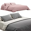 Stylish Double Bed With Black And White Polka Dot Duvet Cover And Pillowcases