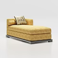 Comfortable Yellow Lazy Sofa With Decorative Cushion And Metal Base 3d model