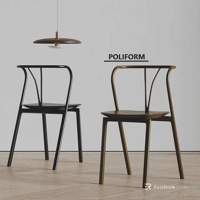 Poliform Modern Single Chairs With Curved Backrest And Wooden Frame Design 3d model 