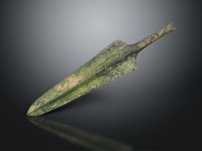 Ancient Bronze Spear Historical Weapon With Rustic Patina And Antique Design 3d model