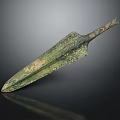 Ancient Bronze Spear Historical Weapon With Rustic Patina And Antique Design