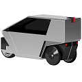 Modern Gray Utility Vehicle With Geometric Body Black Windows And Unique Wheels