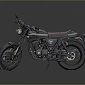 Classic Black Motorcycle With Red Leather Seat And Vintage Body Design Details