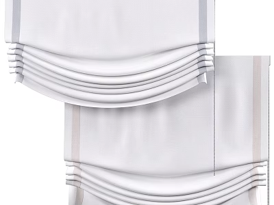 Elegant White Pleated Roman Blinds With Striped Details For Interior Decoration 3d model