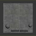 Blue Wooden Floor Display With Geometric Shapes Sphere Cube Cylinder And Pear