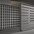Modern Decorative Screen with Geometric Metal Frame and Transparent Grid Panels for Interior Design 3d model