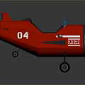 Red Airplane Model Number 04 With Cockpit Wings And Wheels 3d model
