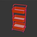 Orange Three Tier Storage Cart With Open Trays Mobile Utility Shelving Unit