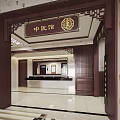 Chinese Style Corridor With Wooden Doors Carved Ceiling And Decorative Paintings