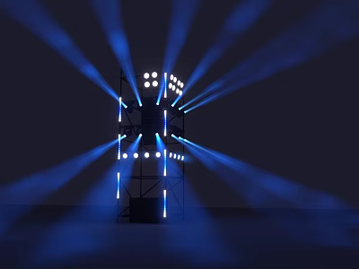 Blue Light Tower Structure Emitting Multiple Beams With White Light Layers 3d model