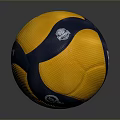 Multi Purpose Yellow And Blue Textured Surface Household Ball Featuring MTD Logo 3d model