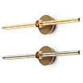 Modern Brass Wall Sconces With Elongated Metal Rod And Round Base