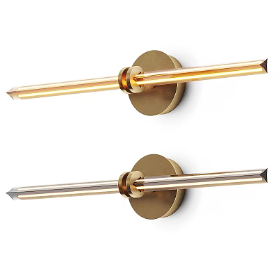 Modern Brass Wall Sconces With Elongated Metal Rod And Round Base 3d model