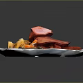 Delicious Grilled Meat Dish With Potatoes And Carrots On White Patterned Plates