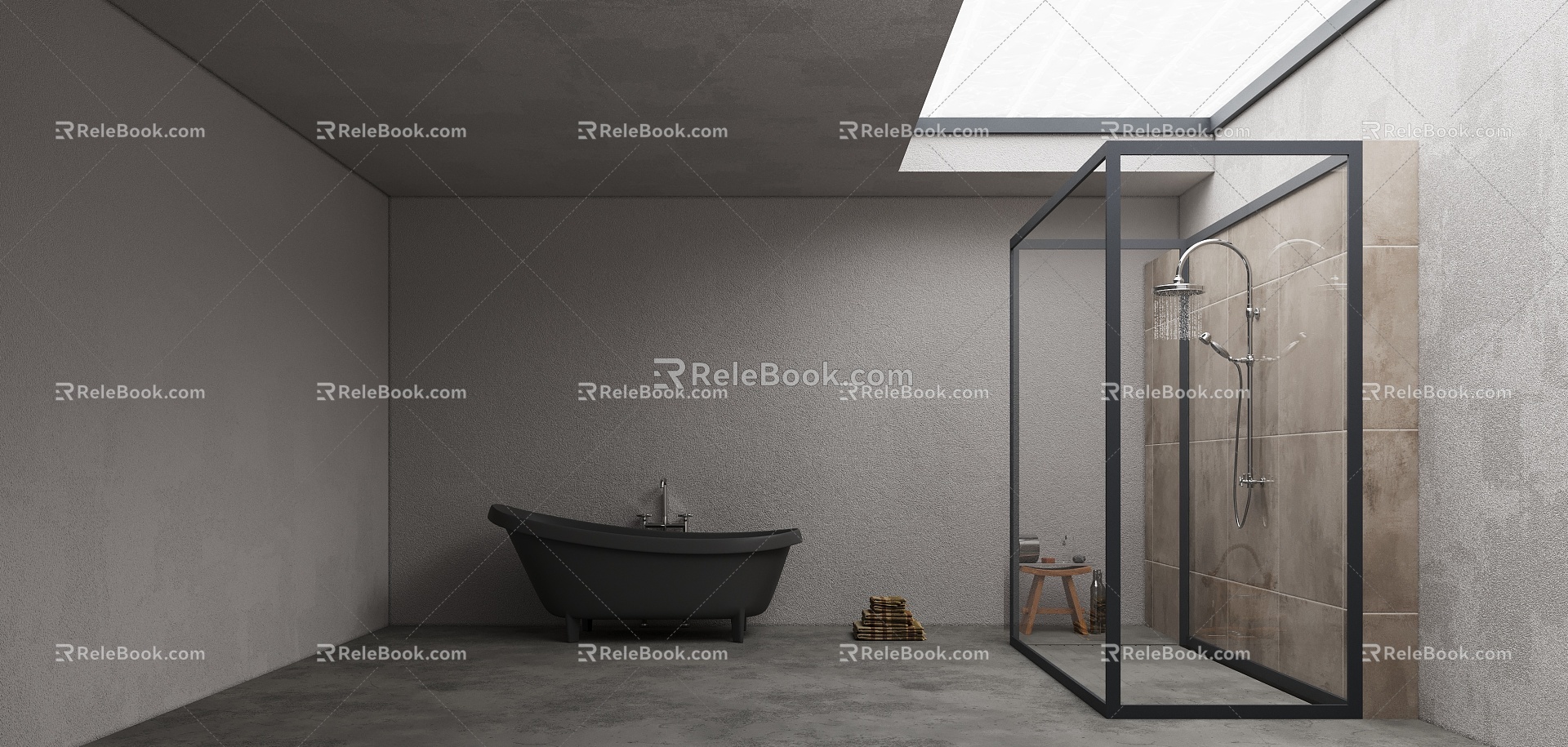 Modern toilet minimalist shower room 3d model