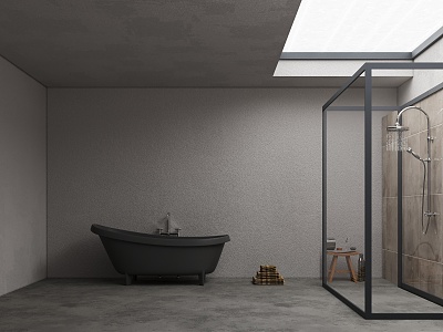 Modern toilet minimalist shower room 3d model