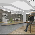 Modern Clothing Store Interior With Spiral Staircase Clothing Racks And Green Plants