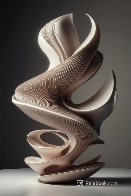 Modern Abstract Sculpture With Fluid Curves Layered Texture And Sleek Design Elements 3d model