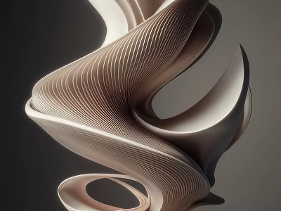 Modern Abstract Sculpture With Fluid Curves Layered Texture And Sleek Design Elements 3d model