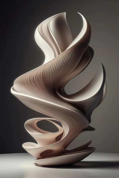 Modern Abstract Sculpture With Fluid Curves Layered Texture And Sleek Design Elements 3d model