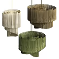 Modern Stylish Layered Chandeliers with Beige Brown Green Tassel Like Design