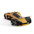 Yellow and Black Modern Sporty Supercar With Streamlined Aerodynamic Design and Wide Wheels