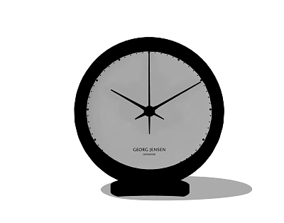 Giorgio Armani Round Clock with Black Frame Gray Dial and Black Base 3d model