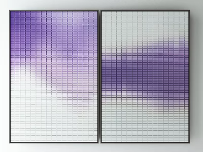 Abstract Wall Art With Purple White Grid Pattern For Modern Home Decor 3d model
