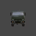 Green Military Truck With Canvas Covered Cargo Bed And Six Wheel Design